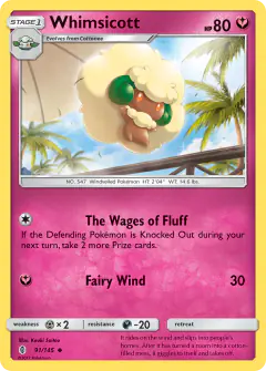 Whimsicott 91/145 Uncommon card from Guardians Rising