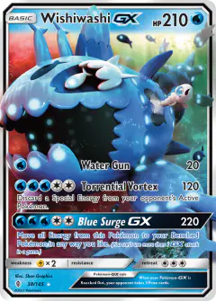 Wishiwashi-GX 38/145 Rare Holo GX card from Guardians Rising
