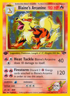 Blaine's Arcanine 1/132 Rare Holo card from Gym Challenge