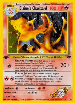 Blaine's Charizard 2/132 Rare Holo card from Gym Challenge