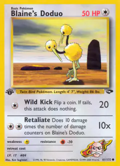 Blaine's Doduo 61/132 Common card from Gym Challenge