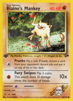 Blaine's Mankey 63/132 Common card from Gym Challenge