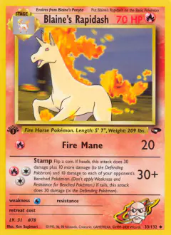 Blaine's Rapidash 33/132 Uncommon card from Gym Challenge