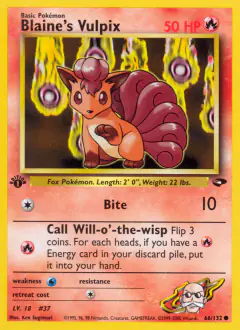 Blaine's Vulpix 66/132 Common card from Gym Challenge