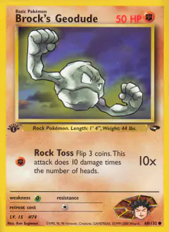 Brock's Geodude 68/132 Common card from Gym Challenge