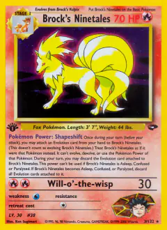 Brock's Ninetales 3/132 Rare Holo card from Gym Challenge