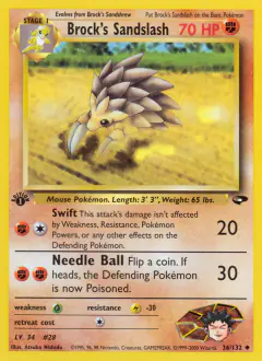 Brock's Sandslash 36/132 Uncommon card from Gym Challenge