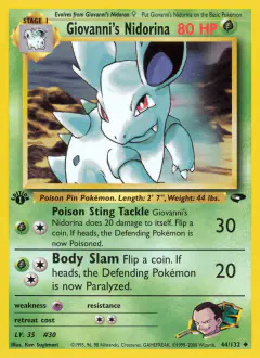 Giovanni's Nidorina 44/132 Uncommon card from Gym Challenge
