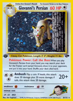 Giovanni's Persian 8/132 Rare Holo card from Gym Challenge