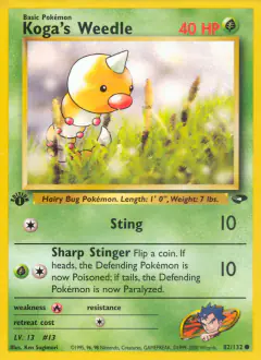 Koga's Weedle 82/132 Common card from Gym Challenge