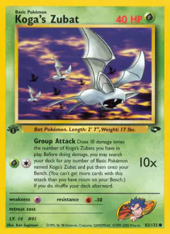 Koga's Zubat 83/132 Common card from Gym Challenge