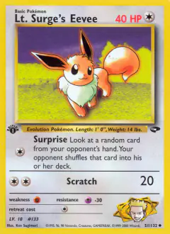 Lt. Surge's Eevee 51/132 Uncommon card from Gym Challenge