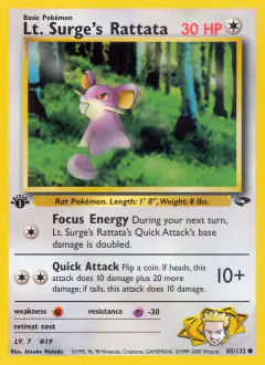 Lt. Surge's Rattata 85/132 Common card from Gym Challenge