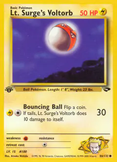 Lt. Surge's Voltorb 86/132 Common card from Gym Challenge
