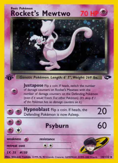 Rocket's Mewtwo 14/132 Rare Holo card from Gym Challenge