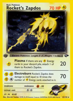 Rocket's Zapdos 15/132 Rare Holo card from Gym Challenge