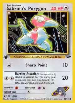 Sabrina's Porygon 98/132 Common card from Gym Challenge