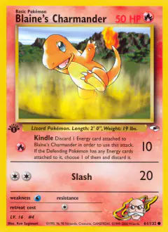 Blaine's Charmander 61/132 Common card from Gym Heroes