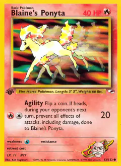 Blaine's Ponyta 63/132 Common card from Gym Heroes