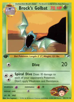 Brock's Golbat 39/132 Uncommon card from Gym Heroes