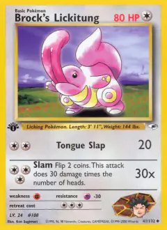 Brock's Lickitung 41/132 Uncommon card from Gym Heroes