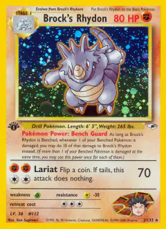 Brock's Rhydon 2/132 Rare Holo card from Gym Heroes