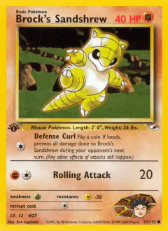 Brock's Sandshrew 71/132 Common card from Gym Heroes