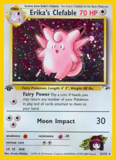 Erika's Clefable 3/132 Rare Holo card from Gym Heroes