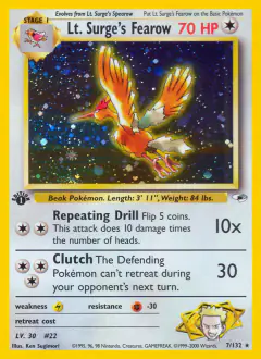 Lt. Surge's Fearow 7/132 Rare Holo card from Gym Heroes