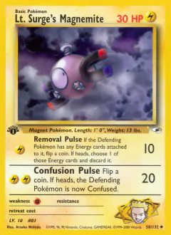 Lt. Surge's Magnemite 50/132 Uncommon card from Gym Heroes