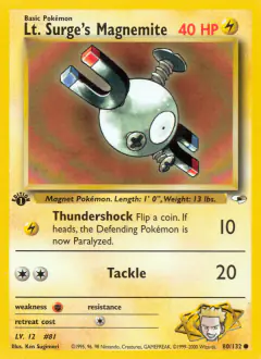 Lt. Surge's Magnemite 80/132 Common card from Gym Heroes