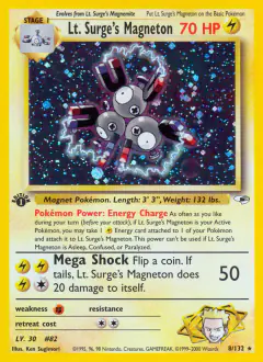 Lt. Surge's Magneton 8/132 Rare Holo card from Gym Heroes