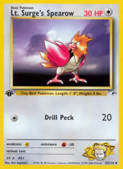 Lt. Surge's Spearow 52/132 Uncommon card from Gym Heroes