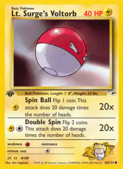 Lt. Surge's Voltorb 84/132 Common card from Gym Heroes