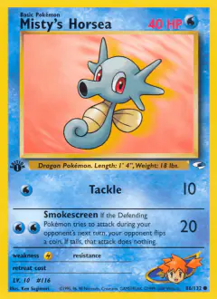 Misty's Horsea 86/132 Common card from Gym Heroes