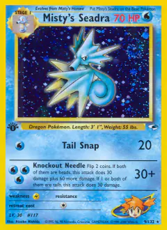 Misty's Seadra 9/132 Rare Holo card from Gym Heroes