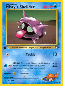 Misty's Shellder 89/132 Common card from Gym Heroes