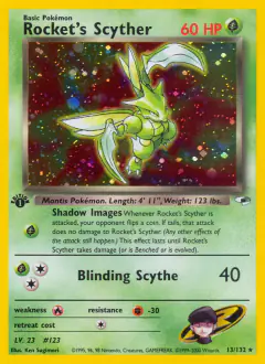 Rocket's Scyther 13/132 Rare Holo card from Gym Heroes