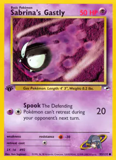 Sabrina's Gastly 93/132 Common card from Gym Heroes