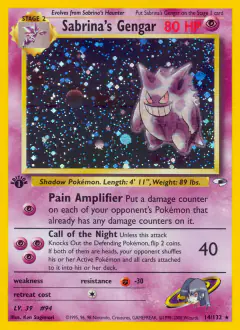 Sabrina's Gengar 14/132 Rare Holo card from Gym Heroes