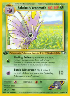 Sabrina's Venomoth 34/132 Rare card from Gym Heroes