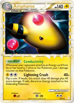 Ampharos 105/123 Rare Prime card from HeartGold & SoulSilver Base