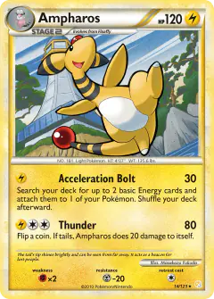 Ampharos 14/123 Rare card from HeartGold & SoulSilver Base