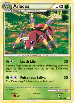 Ariados 15/123 Rare card from HeartGold & SoulSilver Base