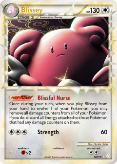 Blissey 106/123 Rare Prime card from HeartGold & SoulSilver Base