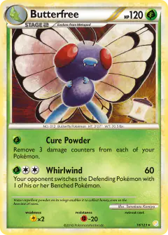 Butterfree 16/123 Rare card from HeartGold & SoulSilver Base