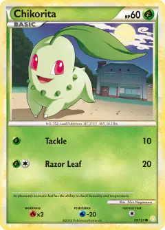 Chikorita 59/123 Common card from HeartGold & SoulSilver Base