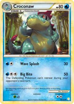 Croconaw 38/123 Uncommon card from HeartGold & SoulSilver Base