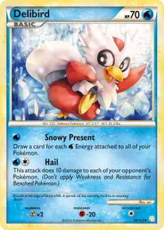 Delibird 39/123 Uncommon card from HeartGold & SoulSilver Base