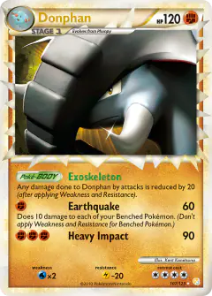 Donphan 107/123 Rare Prime card from HeartGold & SoulSilver Base